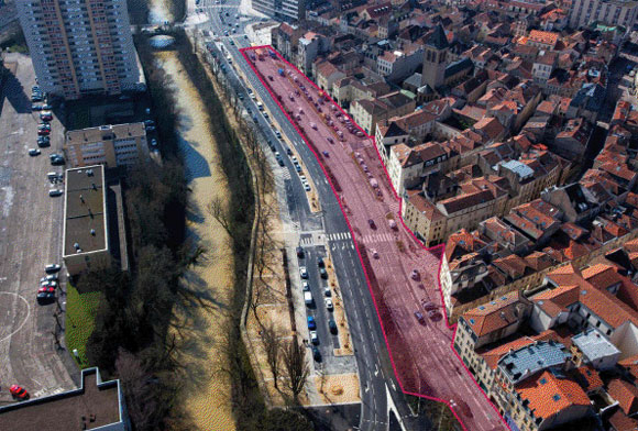 L'emprise des travaux du Boulevard Maginot - Source image : ville de Metz