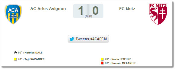 Le résumé du match Arles Avignon / FC Metz de cette 21ème journée. Source : lfp.fr