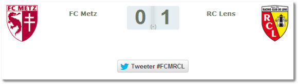 Score final du match FC Metz / RC Lens. Source : lfp.fr
