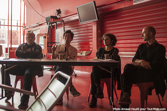 De gauche à droite, Thierry Berneau, Sébastien Penet, Dominique Sibilia, Jérôme Daab, pendant la présentation de l'édition 2014 du JDM