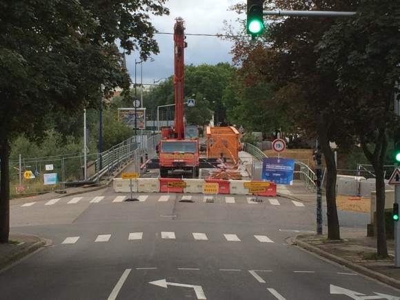 Les travaux préparatoires du Pont Lothaire en juillet 2014 - Photo : Tout-Metz.com 