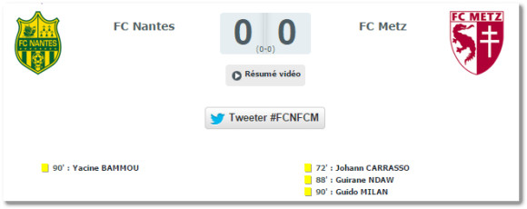 FC Nantes / FC Metz : les infos du match. Source : lfp.fr