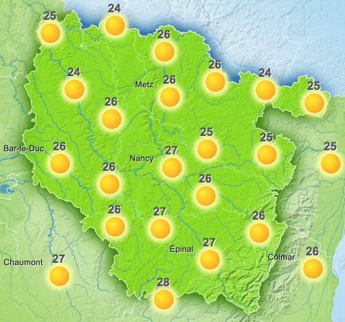 La météo de l'après-midi du vendredi 10 juillet 2015 en Lorraine / Source : Météo France.
