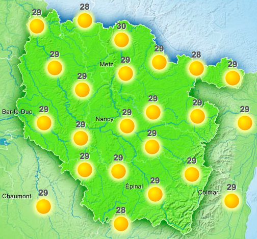 La météo de l’après-midi du jeudi 24 juin 2016 – Source : Météo France