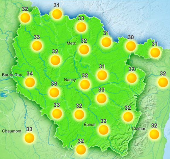 La météo du mercredi 20 juillet 2016 jusque 14h - Source : Météo France
