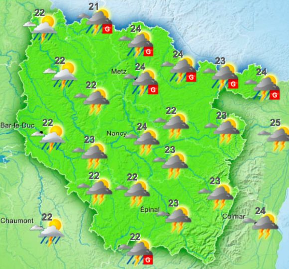 La météo du vendredi 22 juillet 2016 de 17h à 20h - Source : Météo France