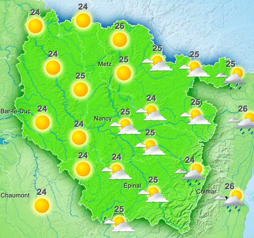 La météo du mardi 26 juillet 2016 de 14h à 17h - Source : Météo France