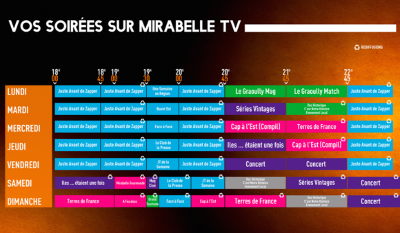 La grille des programmes Mirabelle TV diffusés en soirée pour la saison 2016/2017. 