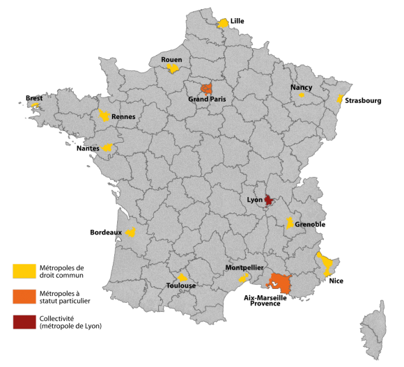 La carte des Métropoles de France, qui serait restée figée ainsi sans cet amendement n°41, illustre bien la logique de "disparition de la carte de France" à l'heure où les métropoles sont boostées par le gouvernement.